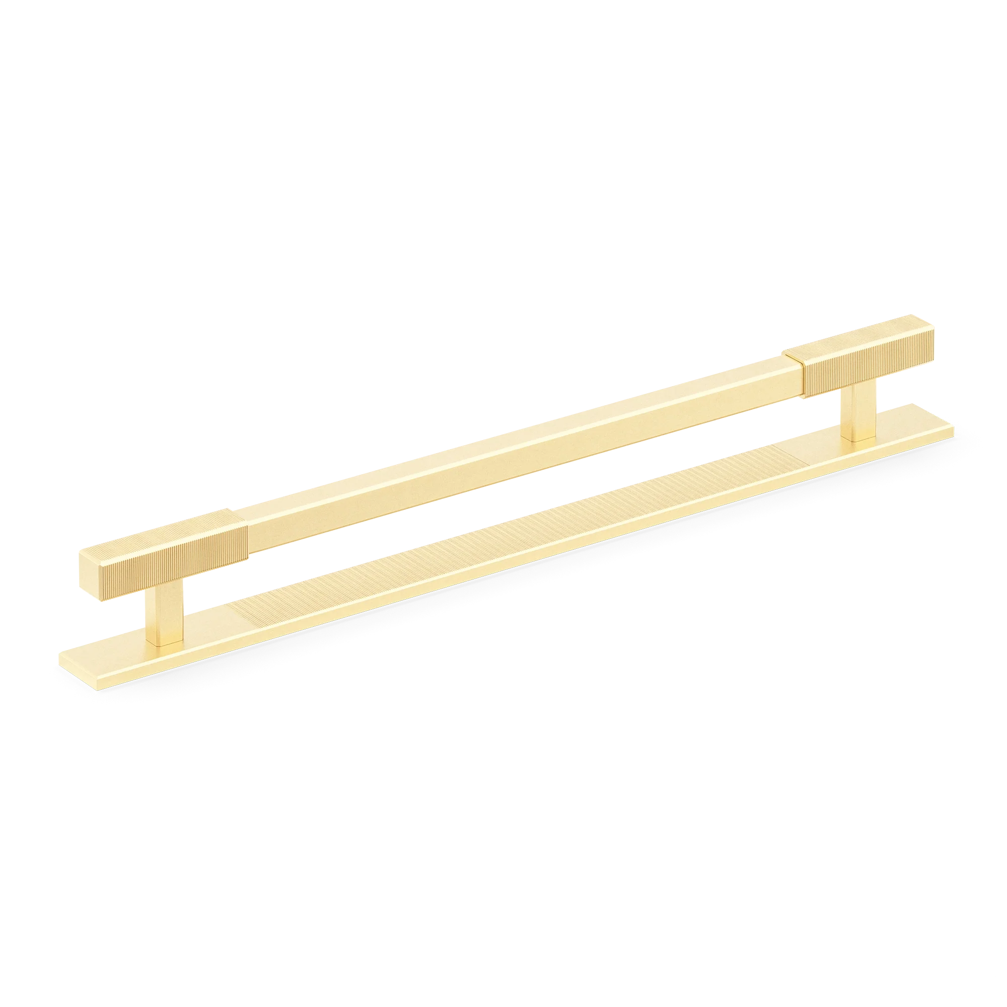Armac Martin Digbeth Ridged Appliance Pull with Backplate in 384mm / Satin Brass Unlacquered