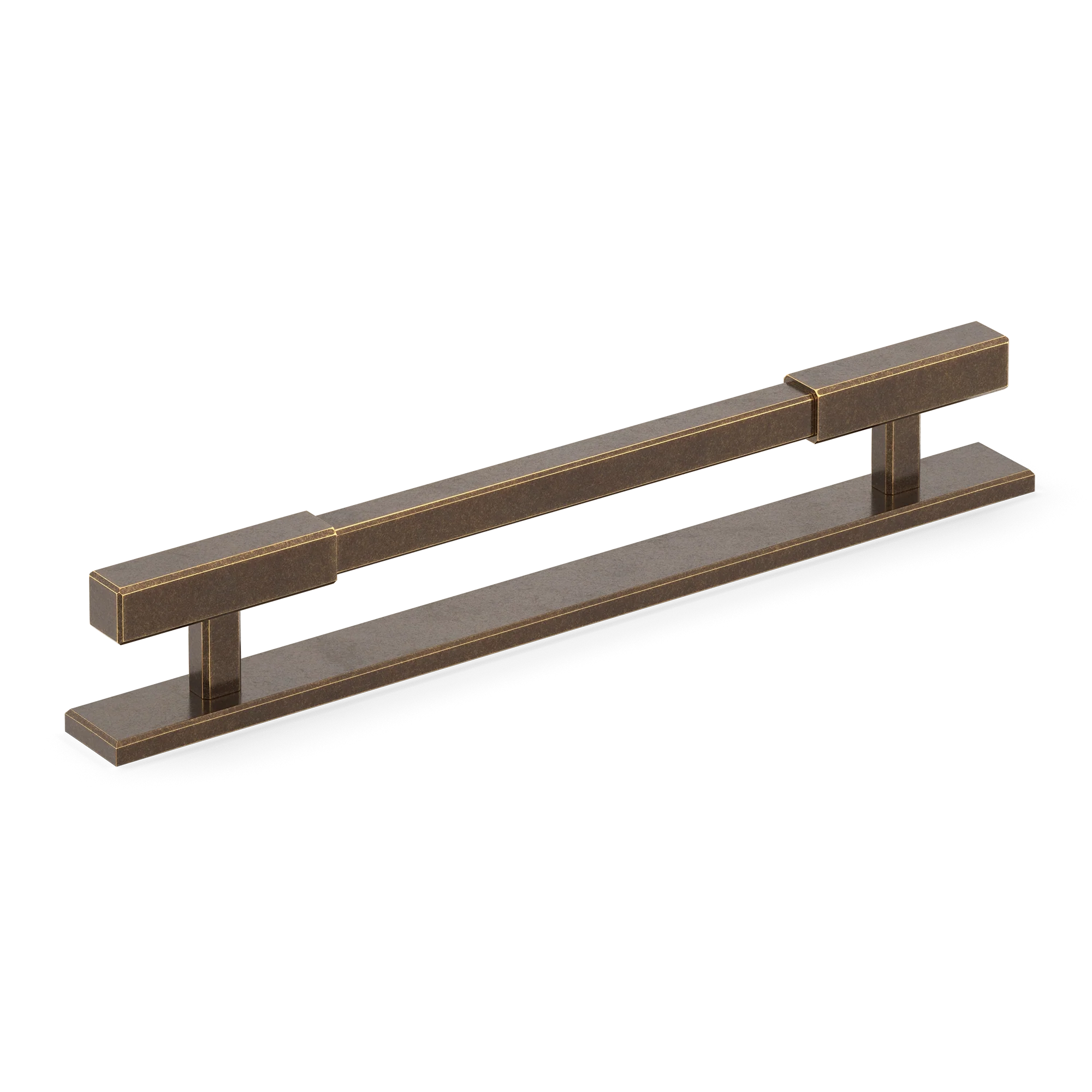 Armac Martin Digbeth Plain Cabinet Handle with Backplate in 128mm / Dark Aged Brass