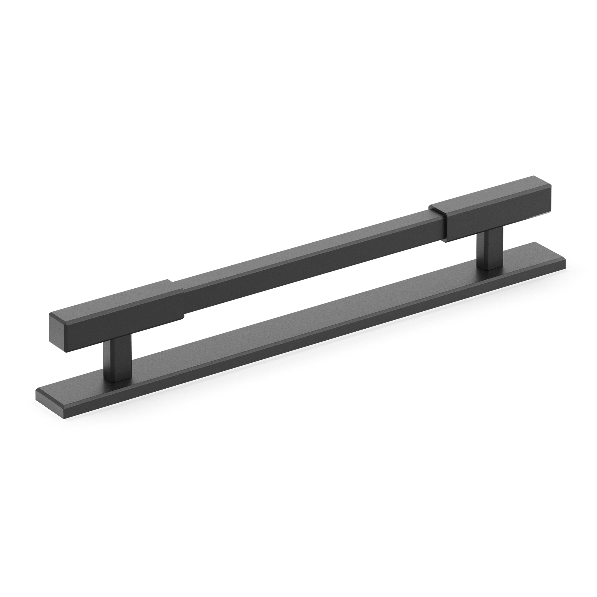Armac Martin Digbeth Plain Cabinet Handle with Backplate in 128mm / Matt Black Lacquered