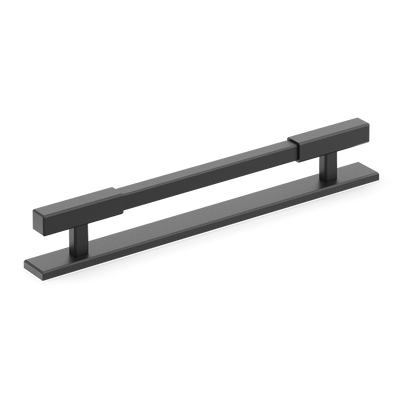 Armac Martin Digbeth Plain Cabinet Handle with Backplate in 128mm / Matt Black Lacquered