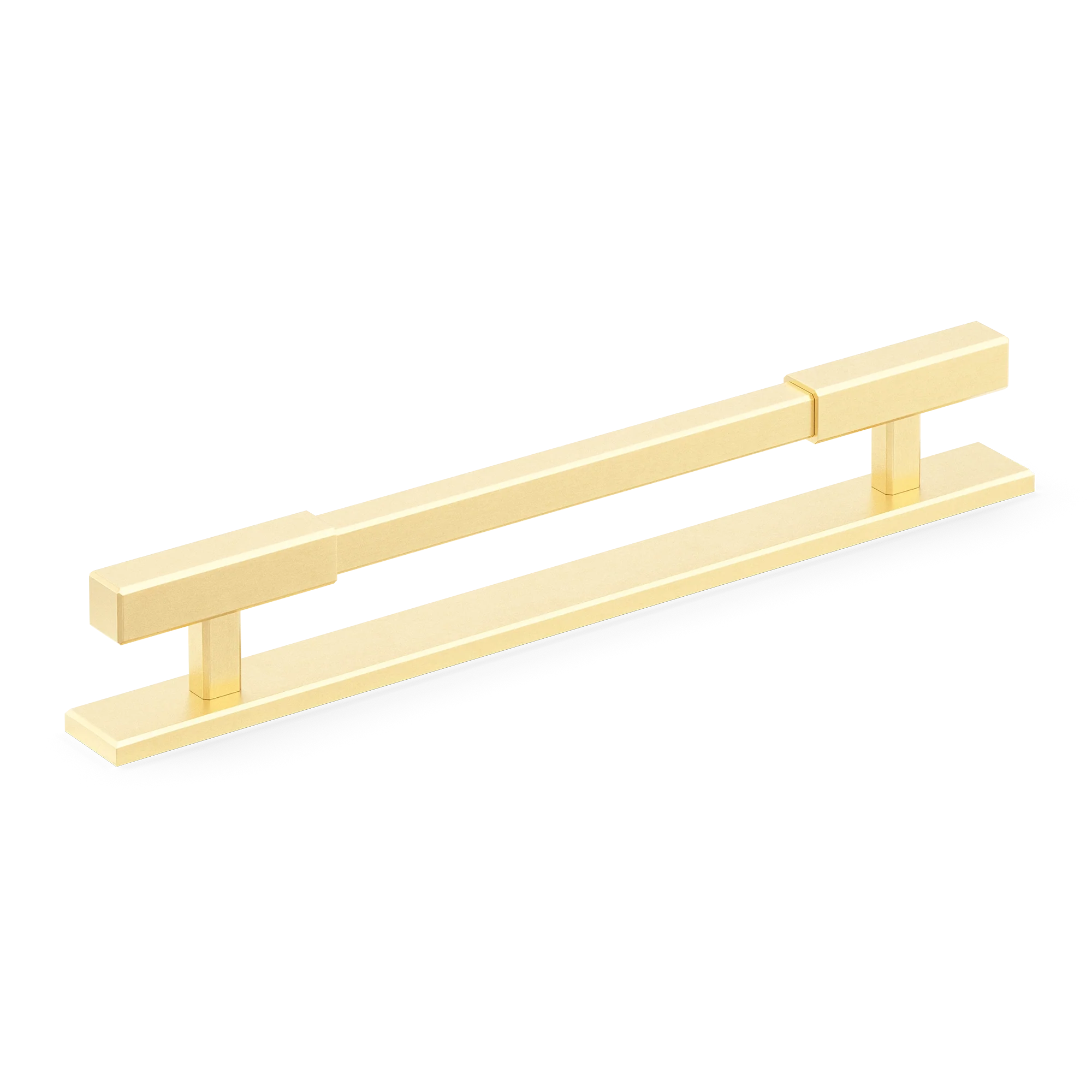 Armac Martin Digbeth Plain Cabinet Handle with Backplate in 128mm / Satin Brass Satin Lacquered