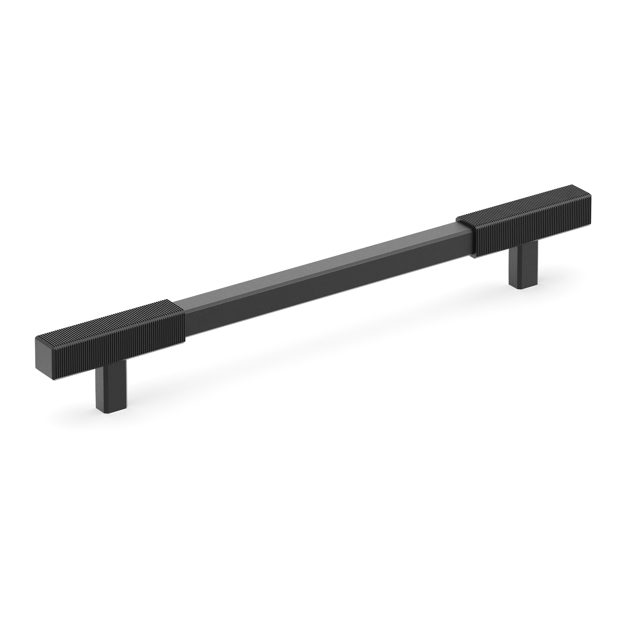 Armac Martin Digbeth Ridged Cabinet Handle without Backplate in 128mm / Matt Black Lacquered