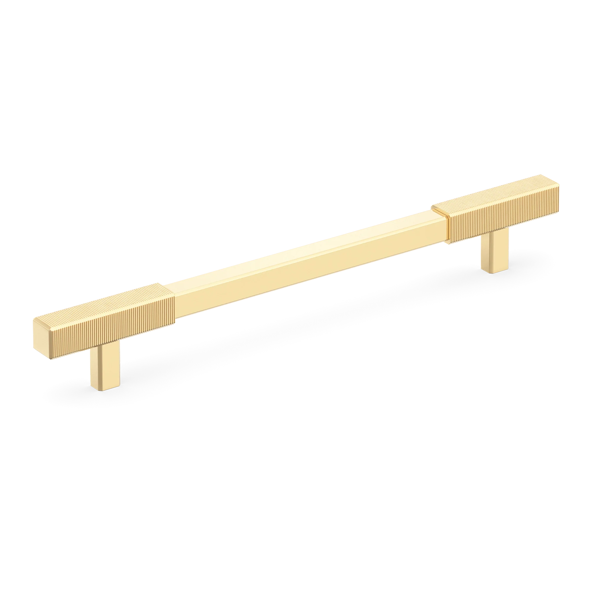 Armac Martin Digbeth Ridged Cabinet Handle without Backplate in 128mm / Polished Brass Unlacquered