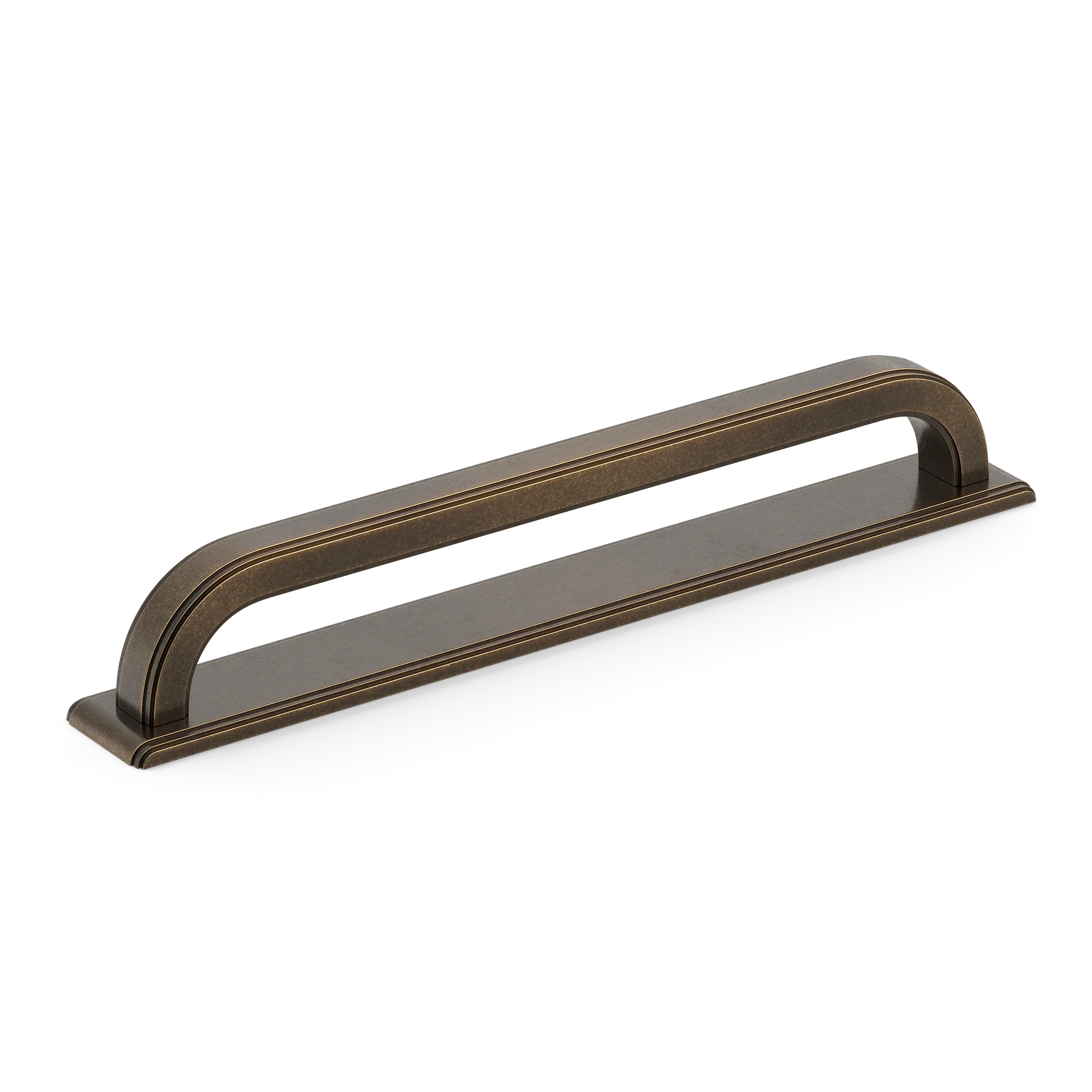 Armac Martin Dougan Cabinet Handle with Backplate in 96mm / Dark Aged Brass