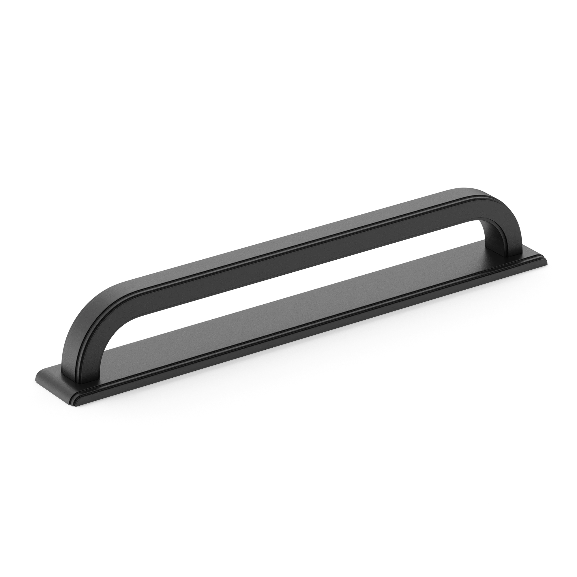 Armac Martin Dougan Cabinet Handle with Backplate in 96mm / Matt Black Lacquered