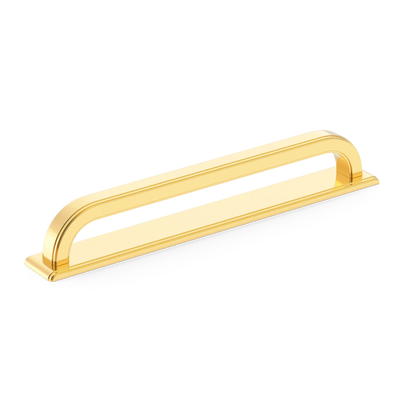 Armac Martin Dougan Cabinet Handle with Backplate in 96mm / Polished Brass Lacquered