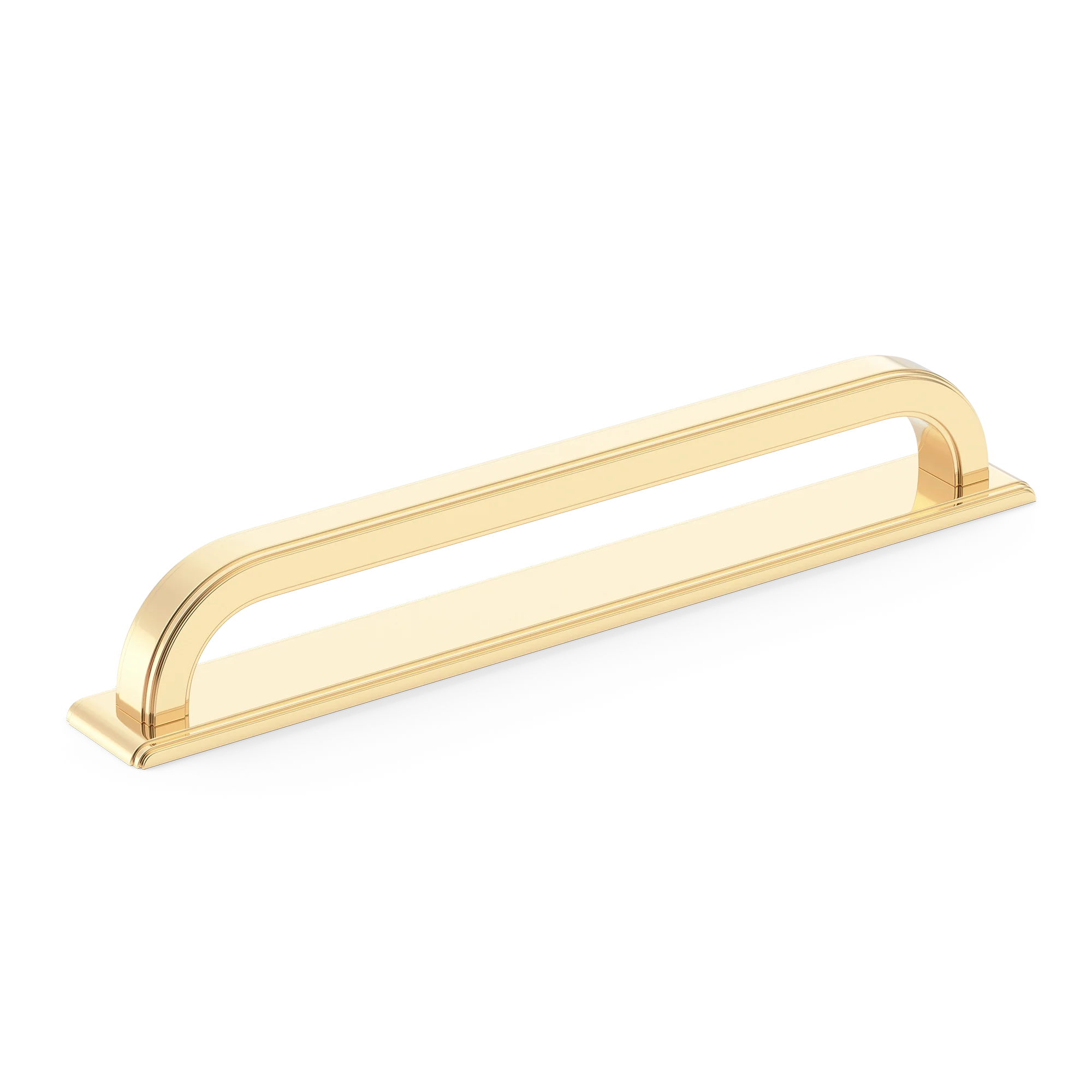 Armac Martin Dougan Cabinet Handle with Backplate in 96mm / Polished Brass Unlacquered