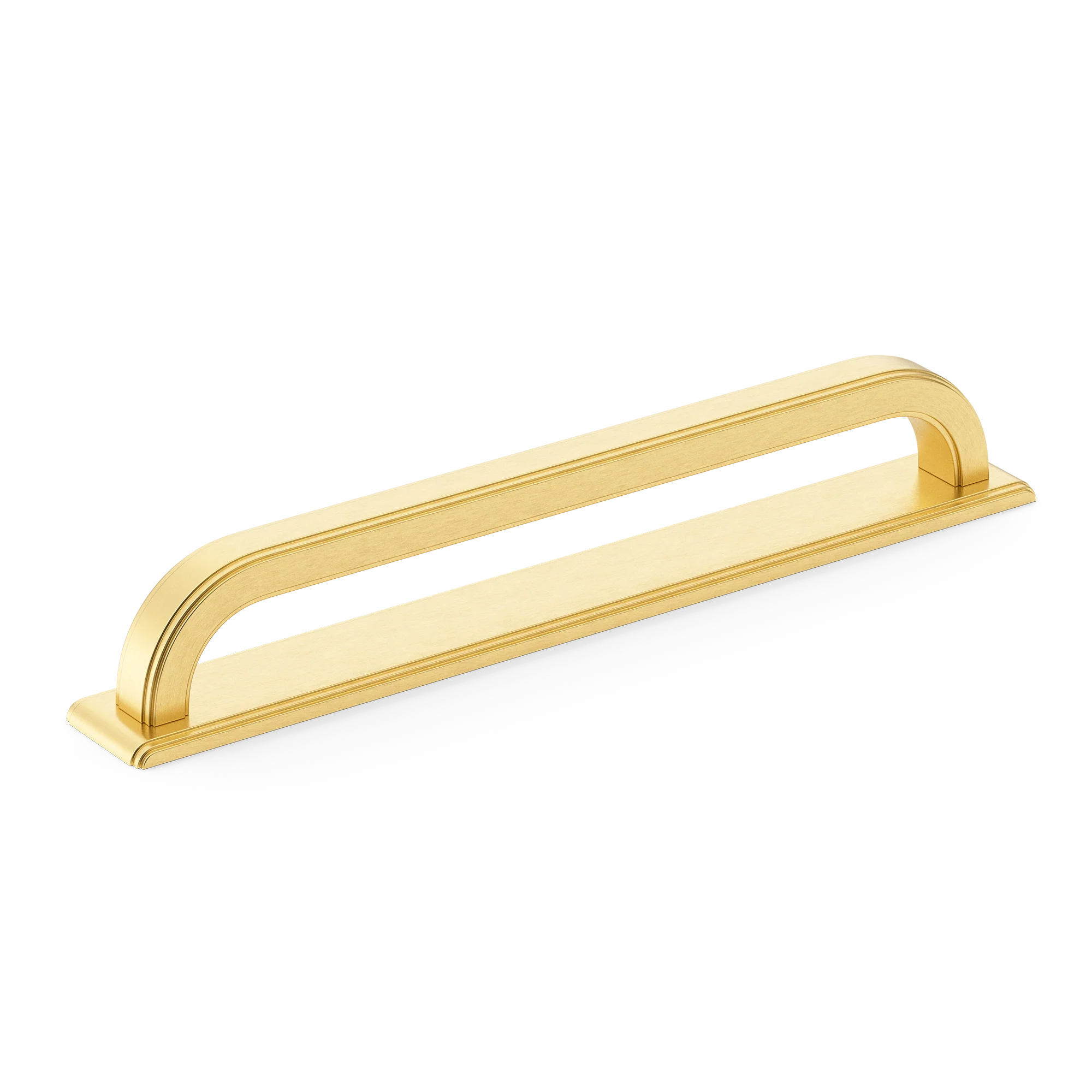Armac Martin Dougan Cabinet Handle with Backplate in 96mm / Satin Brass Lacquered