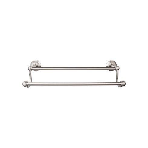 Top Knobs Edwardian Bath Towel Bar Double, Hex Backplate 30" in Brushed Satin Nickel