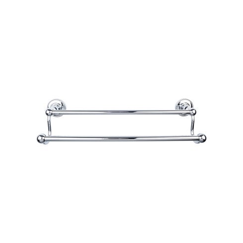 Top Knobs Edwardian Bath Towel Bar Double, Beaded Backplate 30" in Polished Chrome