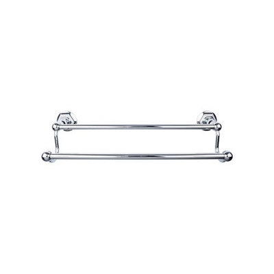 Top Knobs Edwardian Bath Towel Bar Double, Hex Backplate 30" in Polished Chrome