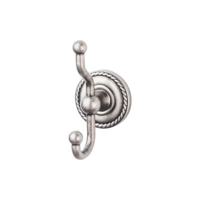 Top Knobs Edwardian Bath Double Hook, Rope Backplate in Antique Pewter