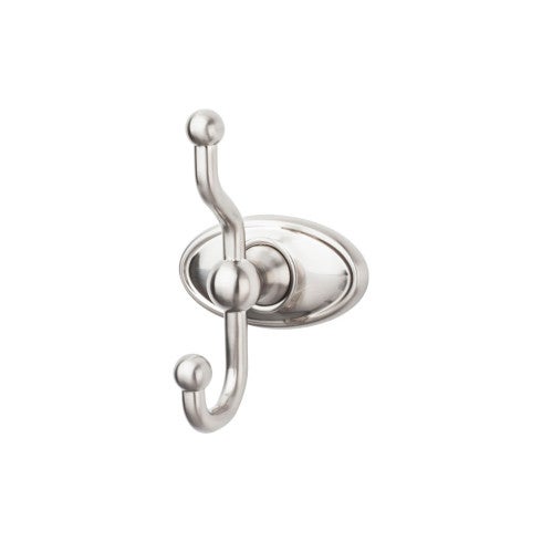 Top Knobs Edwardian Bath Double Hook, Oval Backplate in Brushed Satin Nickel