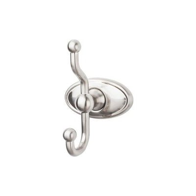 Top Knobs Edwardian Bath Double Hook, Oval Backplate in Brushed Satin Nickel