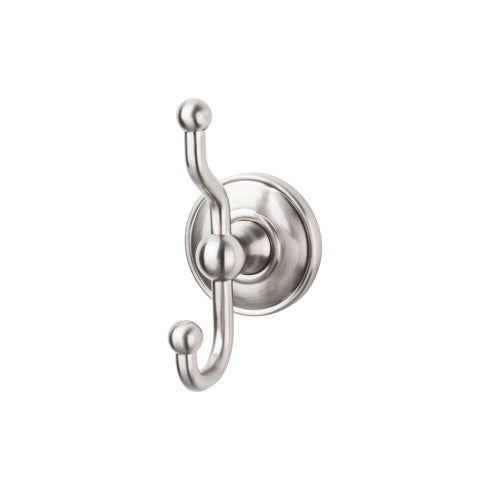 Top Knobs Edwardian Bath Double Hook, Plain Backplate in Brushed Satin Nickel
