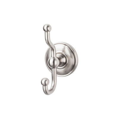 Top Knobs Edwardian Bath Double Hook, Plain Backplate in Brushed Satin Nickel