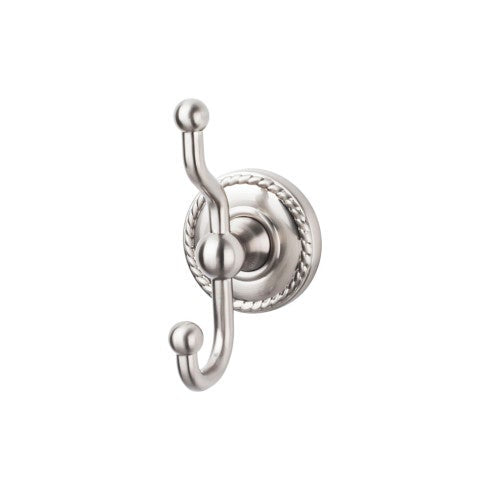 Top Knobs Edwardian Bath Double Hook, Rope Backplate in Brushed Satin Nickel