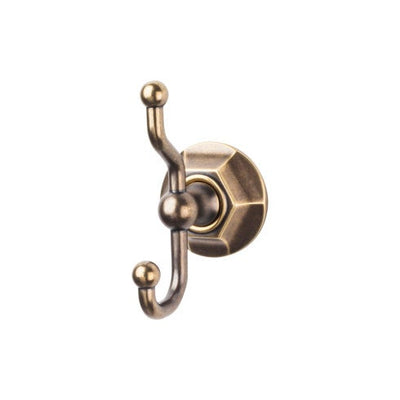 Top Knobs Edwardian Bath Double Hook, Hex Backplate in German Bronze