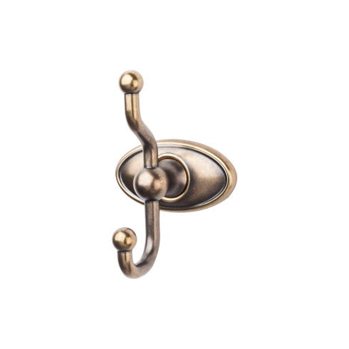 Top Knobs Edwardian Bath Double Hook, Oval Backplate in German Bronze
