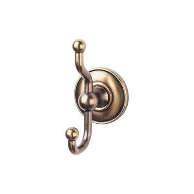 Top Knobs Edwardian Bath Double Hook, Plain Backplate in German Bronze