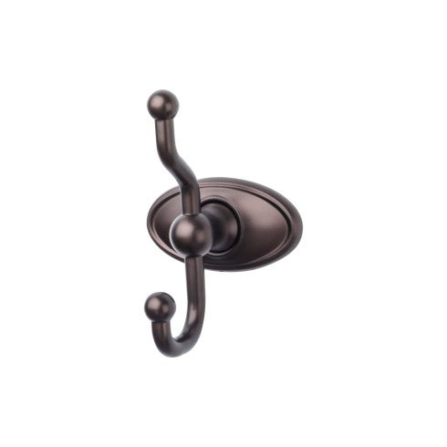 Top Knobs Edwardian Bath Double Hook, Oval Backplate in Oil Rubbed Bronze