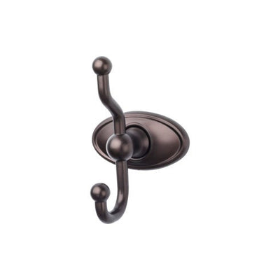 Top Knobs Edwardian Bath Double Hook, Oval Backplate in Oil Rubbed Bronze