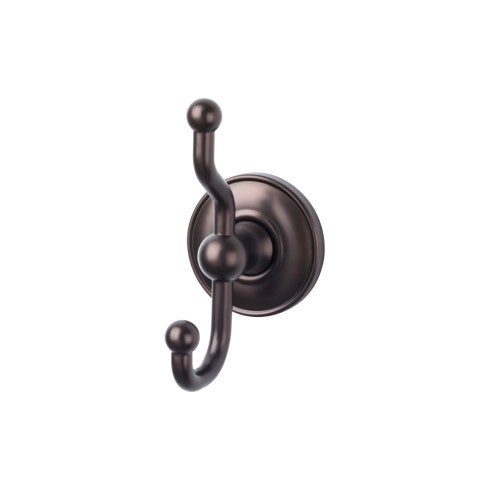 Top Knobs Edwardian Bath Double Hook, Plain Backplate in Oil Rubbed Bronze