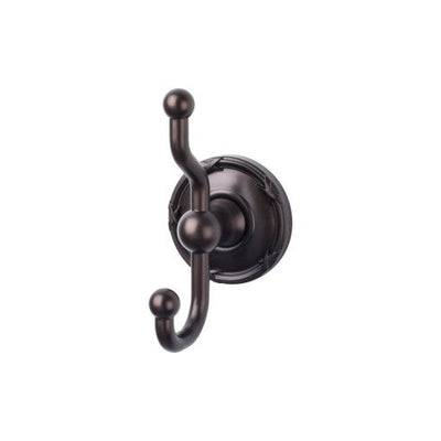 Top Knobs Edwardian Bath Double Hook, Ribbon Backplate in Oil Rubbed Bronze