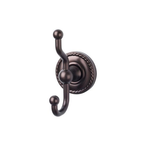Top Knobs Edwardian Bath Double Hook, Rope Backplate in Oil Rubbed Bronze