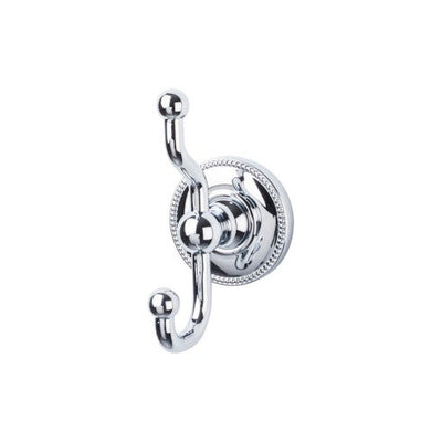 Top Knobs Edwardian Bath Double Hook, Beaded Backplate in Polished Chrome