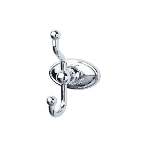 Top Knobs Edwardian Bath Double Hook, Oval Backplate in Polished Chrome