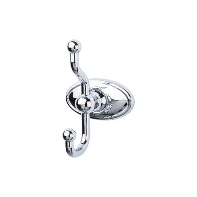 Top Knobs Edwardian Bath Double Hook, Oval Backplate in Polished Chrome