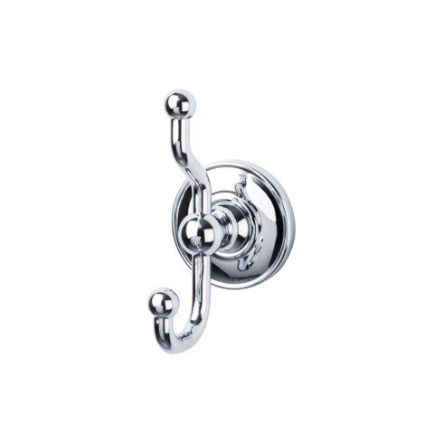 Top Knobs Edwardian Bath Double Hook, Plain Backplate in Polished Chrome