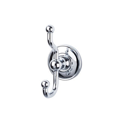 Top Knobs Edwardian Bath Double Hook, Plain Backplate in Polished Chrome