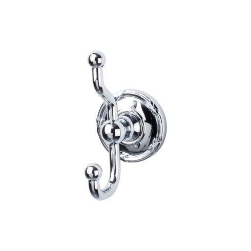 Top Knobs Edwardian Bath Double Hook, Ribbon Backplate in Polished Chrome