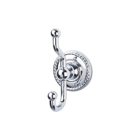 Top Knobs Edwardian Bath Double Hook, Rope Backplate in Polished Chrome