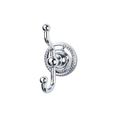 Top Knobs Edwardian Bath Double Hook, Rope Backplate in Polished Chrome