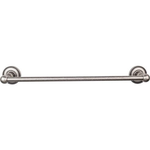 Top Knobs Edwardian Bath Towel Bar Single, Beaded Backplate 18" in Antique Pewter