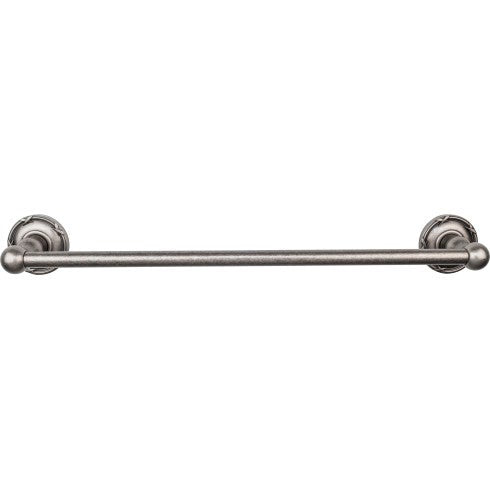 Top Knobs Edwardian Bath Towel Bar Single, Ribbon Backplate 18" in Antique Pewter