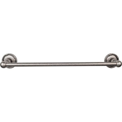 Top Knobs Edwardian Bath Towel Bar Single, Ribbon Backplate 18" in Antique Pewter