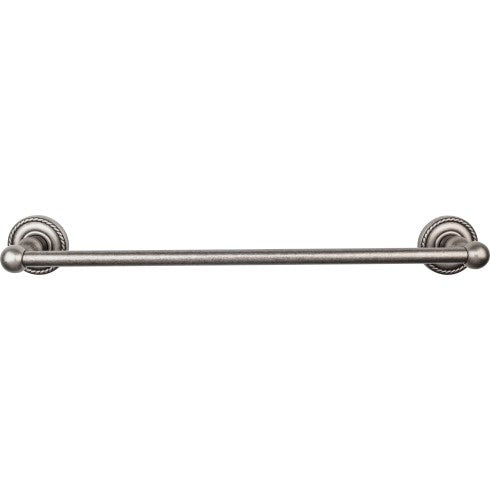 Top Knobs Edwardian Bath Towel Bar Single, Rope Backplate 18" in Antique Pewter