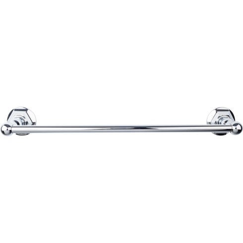 Top Knobs Edwardian Bath Towel Bar Single, Hex Backplate 18" in Polished Chrome