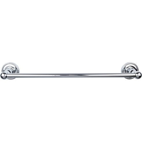 Top Knobs Edwardian Bath Towel Bar Single, Rope Backplate 18" in Polished Chrome