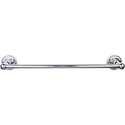 Top Knobs Edwardian Bath Towel Bar Single, Rope Backplate 18" in Polished Chrome