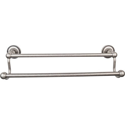Top Knobs Edwardian Bath Towel Bar Double, Beaded Backplate 18" in Antique Pewter