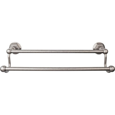 Top Knobs Edwardian Bath Towel Bar Double, Hex Backplate 18" in Antique Pewter