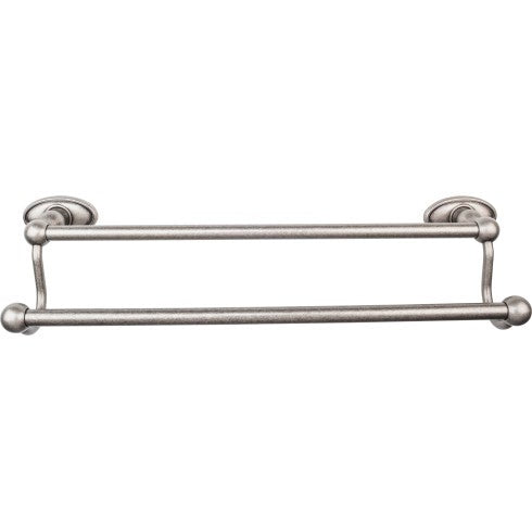 Top Knobs Edwardian Bath Towel Bar Double, Oval Backplate 18" in Antique Pewter