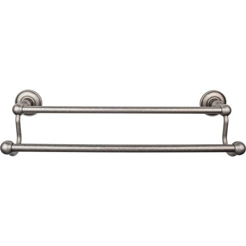 Top Knobs Edwardian Bath Towel Bar Double, Plain Backplate 18" in Antique Pewter