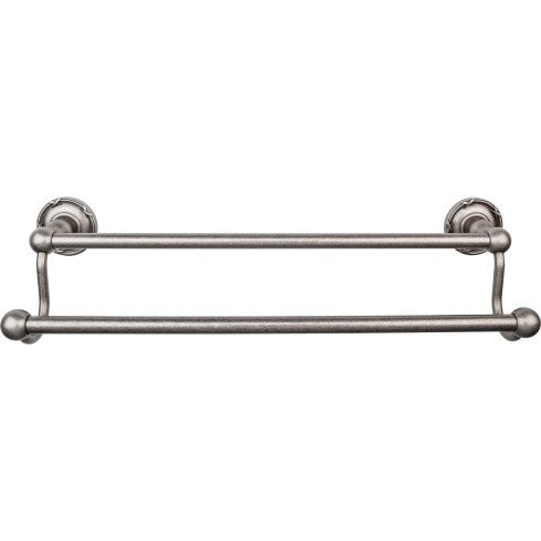 Top Knobs Edwardian Bath Towel Bar Double, Ribbon Backplate 18" in Antique Pewter