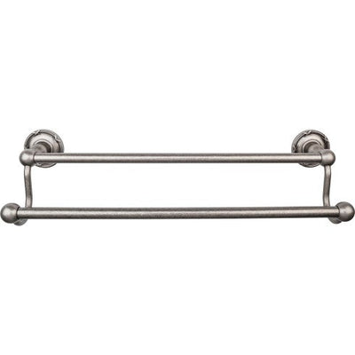 Top Knobs Edwardian Bath Towel Bar Double, Ribbon Backplate 18" in Antique Pewter